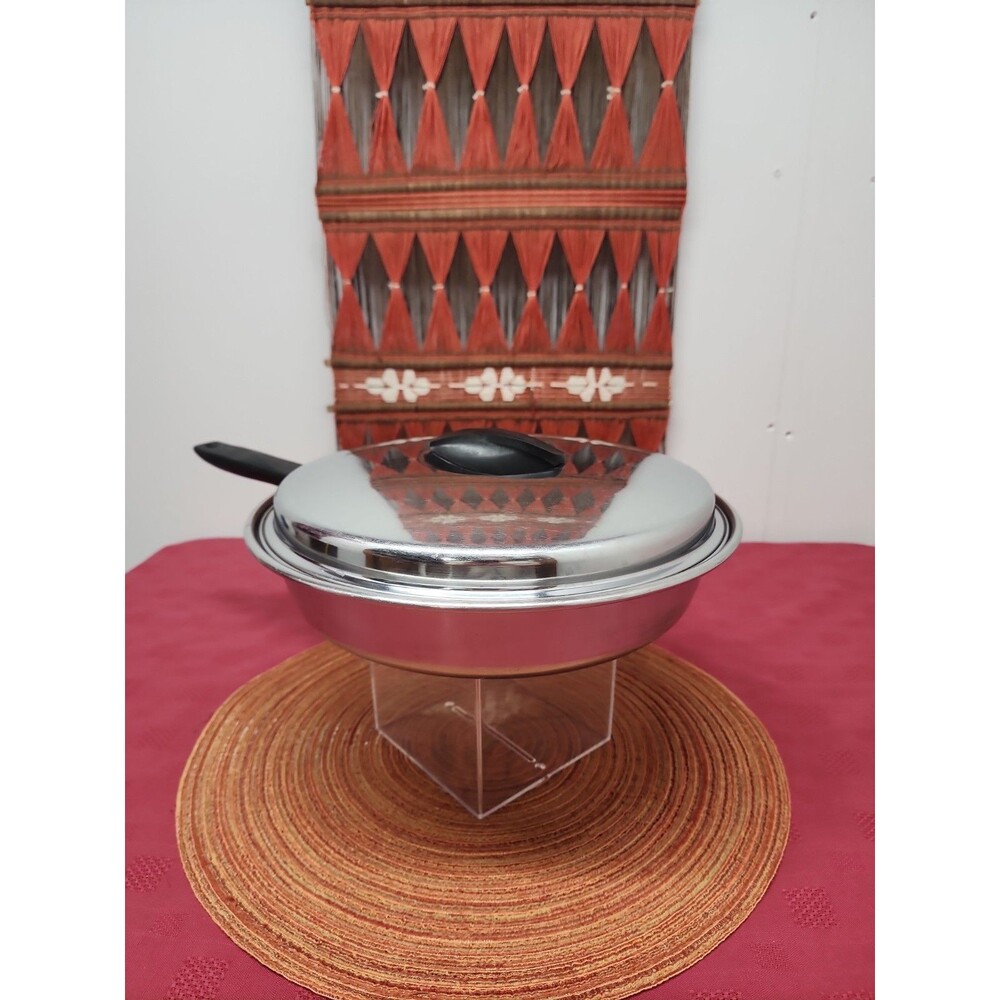 Vintage Ecko Flint Stainless Sterl 11 Inch Frying Pan W Radiant Heat Core 1950s